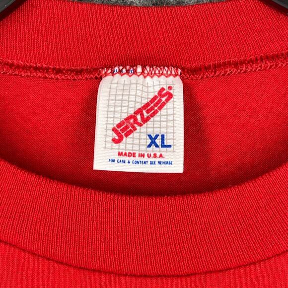Vintage Single Stitch Shirt Mens‎ XL Jerzees USA made Red Blank Short-sleeve Tee - Picture 10 of 15